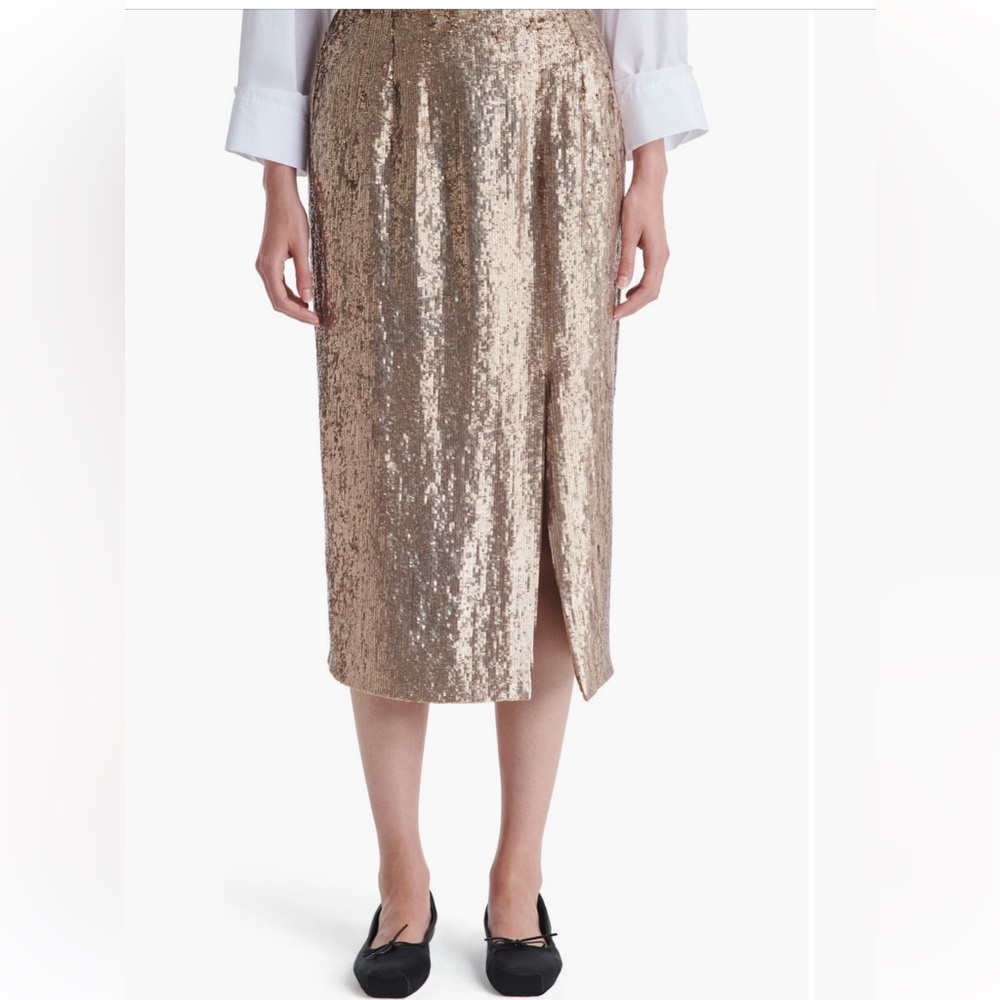 TWP Fishscale Ladylike Sequin Silk Midi Skirt